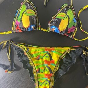 AGUA BENDITA BENDITO TOUCAN BIKINI SET MEDIUM. Sold out. RARE Colombian swimwear